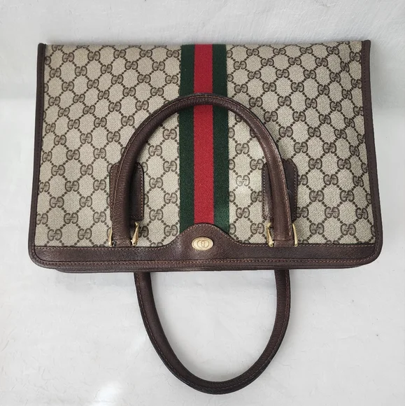 Auth Gucci GG Sherry Line Vintage 1980 Tote Bag